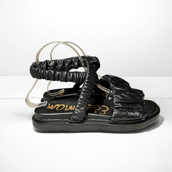 🌻NEW NWOT Sam Edelman Black Leather Velma Sandals | Size 6 - Picture 2 of 9